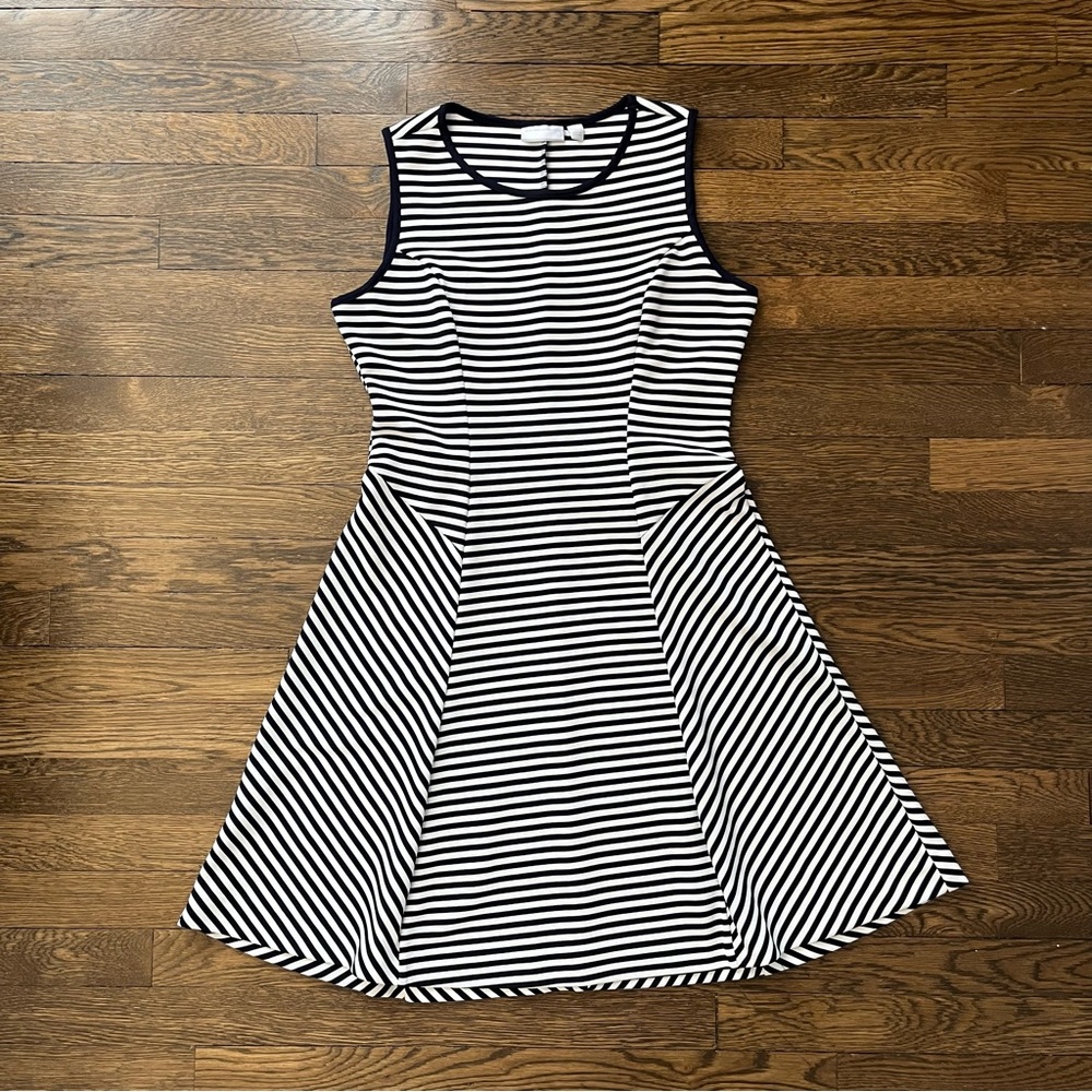 New York and Company Fit and Flare Striped Dress
